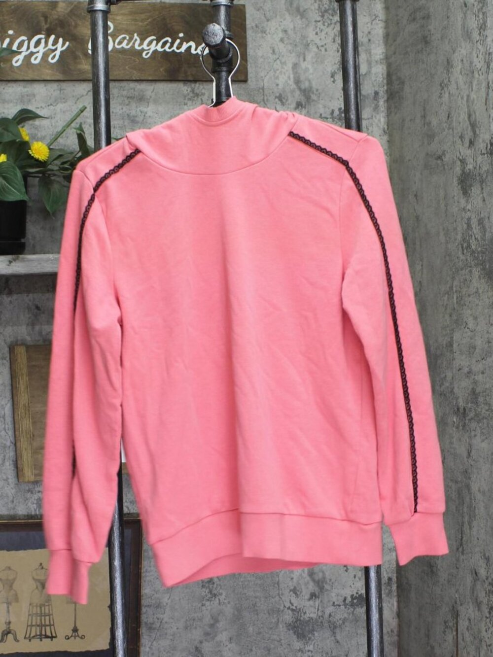 J Jason Wu Womens French Terry Hoodie w/ Lace Trim A454510 Pink / Black 2XS